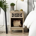 thumbnail image 2 of COZAYH Retro Rustic Nightstand Solid Fir End Table Side Table with Hand Carved Front and Open Shelf for Boho, French Country, Farmhouse Style, Distressed Gray, 2 of 7