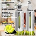 thumbnail image 3 of Botella dispensadora de aceite, paquete de 4 botellas dispensadoras de aceite de oliva de vidrio con estante, juego de dispensador de aceite y vinagre de 17 oz/500 ml envuelto en carcasa de acero, 3 of 7