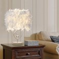 thumbnail image 2 of Lampe de Table à Plumes Blanches Veilleuse de Chevet, 2 of 5