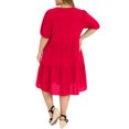 thumbnail image 3 of GRACE & GRANDEUR Women's Plus Size Gingham Dress Plaid Notch Neck Puff Sleeve Midi Tiered Casual Spring Summer Dresses with Pockets 1X Red, 3 of 5