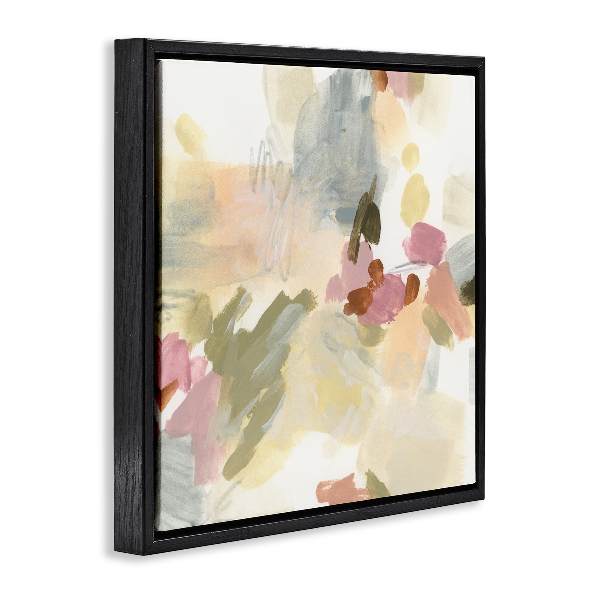 Stupell Industries Soft Restless Abstraction Abstract Painting Black Floater Framed Canvas Art Print Wall Art, 25 x 25