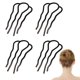 thumbnail image 1 of Hair Side Combs 4 Pcs Metal Hair Fork Clip Buns Hair Pins U Shape Hair Sticks Head Styling Tool Accessories Twist Updo Hairpin Appliances Fit Women, Decoration (Black), 1 of 1
