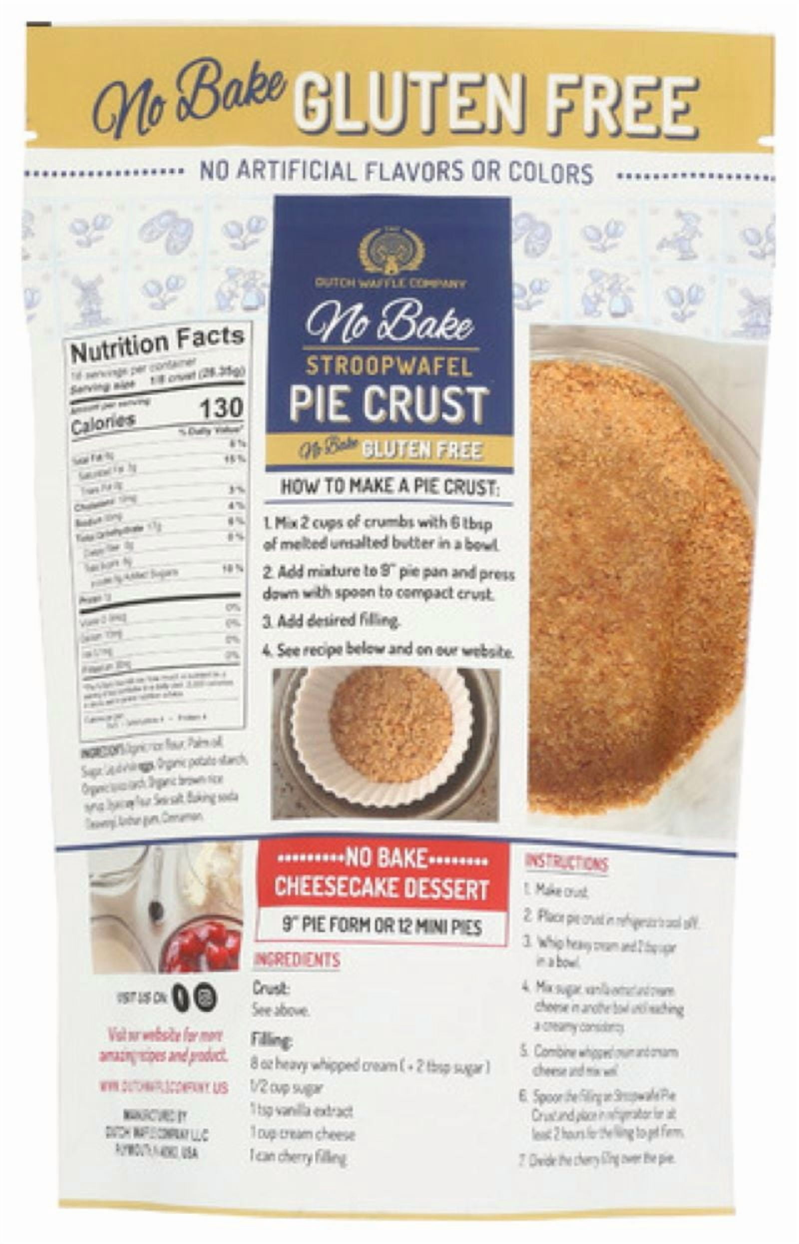 Dutch Waffle Company No Bake Stroopwafel Pie Crust, Gluten-Free, (2) 1 lb. pouches. Makes (4) 9" Pie Crusts