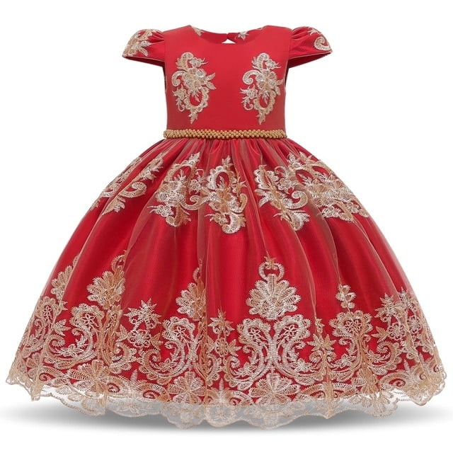 Elegant Girls Dress Elegant Princess Children Dress For Christening Gown Birthday Party Dress Vestido Infantil 6 8 10T -