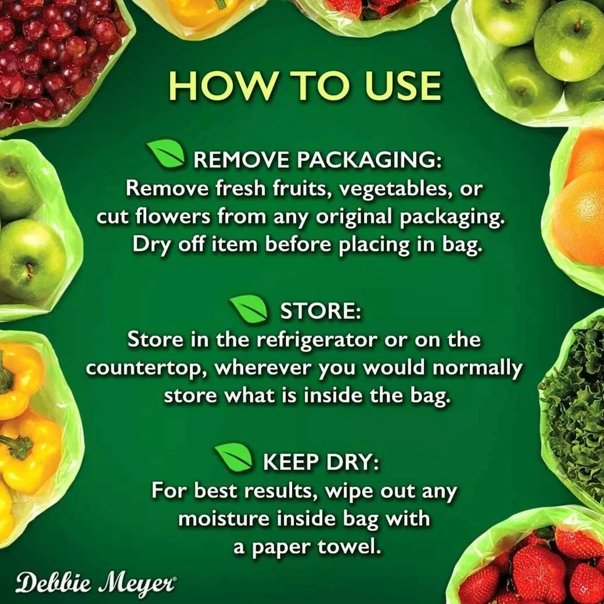 Debbie Meyer Green Bags 20ct Variety Pack – Keep Produce Fresh Longer – BPA Free