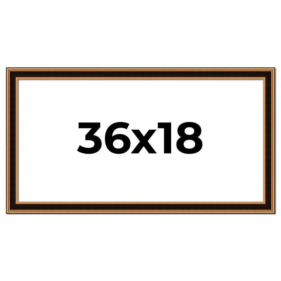 36x18 Frame Gold Brown Plein Air Vintage Solid Wood Picture Frame | 1.75 Inches Moulding Width |