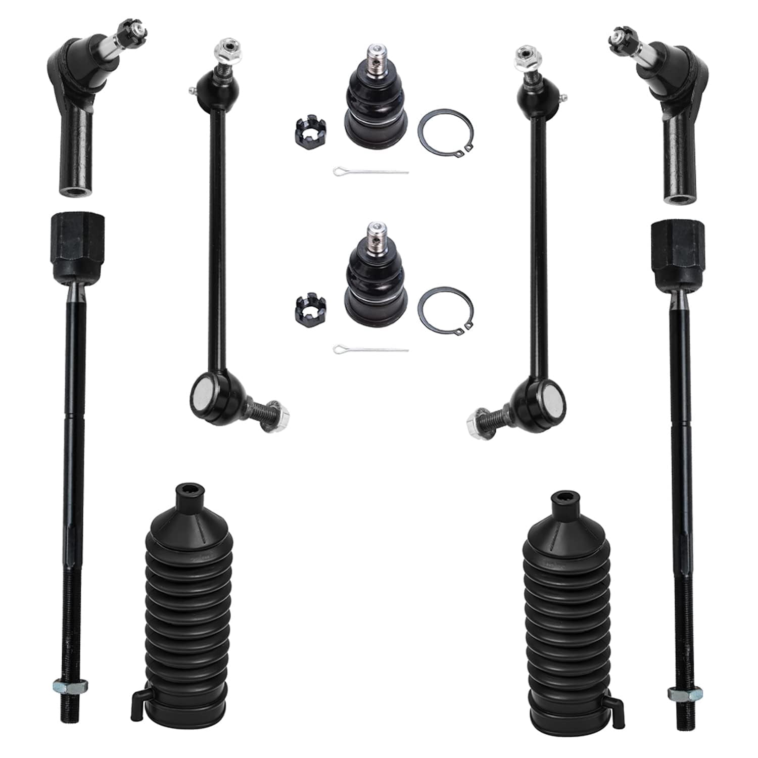 Detroit Axle - Front Lower Ball Joints Sway Bars Inner Outer Tie Rods Front Coil Spring Strut Assembly Replacement for 1996-2007 Ford Taurus Mercury Sable
