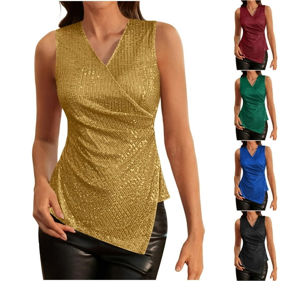 Sijiajgjfu Womens Sleeveless Shirts Drap Hanging Neck Tank Tops Business Dressy Work Basic Blouses Beige L