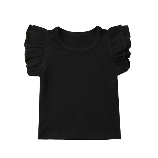 Calsunbaby - Newborn Infant Toddler Baby Girl Top Basic Plain Ruffle T ...