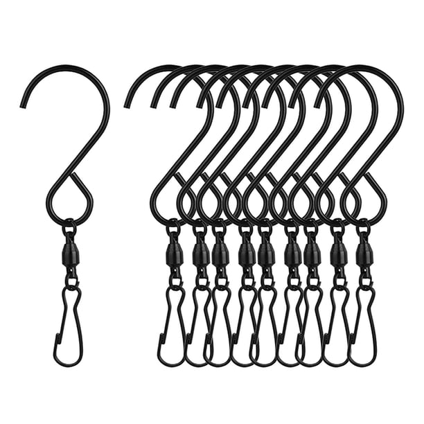 Ganchos giratorios de acero inoxidable Zulema 10 Uds campanas de viento colgantes maceta para jardín Negro Clips de ganchos giratorios