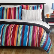 Multi-Colored Bright Stripe Comforter Set