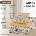 thumbnail image 3 of Regency Heights 9-Piece Queen Size Seersucker Comforter Set with Sheets, Texture Botanical Print Bed in a Bag, Brown Bedding Comforter Set with Sheet Set with Side Pocket, 3 of 8