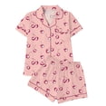 thumbnail image 2 of FASHOFT Pajamas For Women Set 2 Piece Summer Pajama Sets Cute Pjs Lounge Matching Button Shirt with Shorts Sleepwear Pink S, 2 of 4