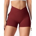 thumbnail image 2 of Pantalones cortos de entrenamiento YEOREO Scrunch con bolsillos para mujer, color burdeos, 2 of 6