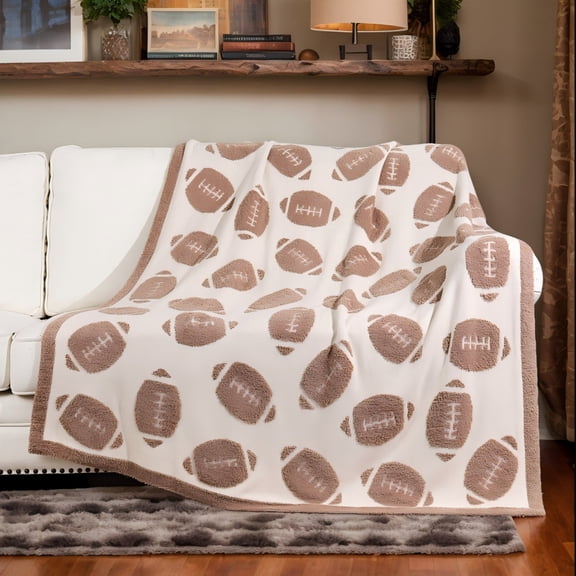 Fall Football Blanket, 39x59Inch Football Flannel Throw Blanket, Soft Fuzzy Plush Cozy All Season Using Blanket for Couch Sofa Bed Camping, Ideal Gift for Family and Friends