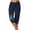 Navy, variant on Vivianyo HD Women's Capri Pants for Summer Clearance Woman Fashion Drawstring Pockets Elastic Waist Printing Capris Pants
