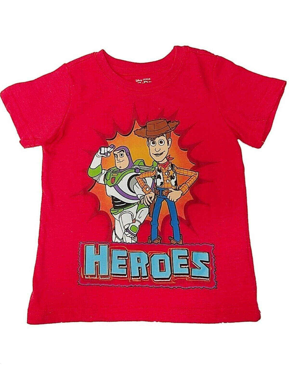 Disney Toddler Boys Red Toy Story 4 Tee Shirt Woody & Buzz Lightyear T