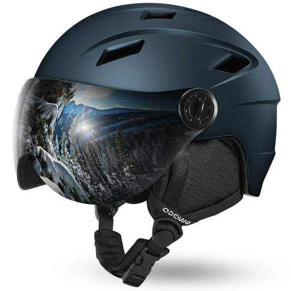 Casco de esquí Odoland con visera 2 en 1, color azul medianoche