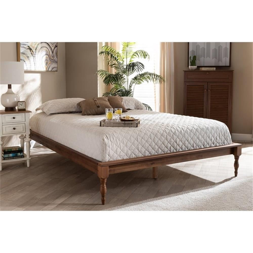 Pemberly Row Modern King Size Ash Brown Finished Wood Bed Frame