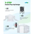 thumbnail image 5 of Quictent 12x8 FT Portable Walk-in Greenhouse - Instant Setup, Ideal for Outdoor Gardening, Pop-up Garden Canopy Design, 2 Front Screen Doors, 4 Large Screen Windows, White, 5 of 8