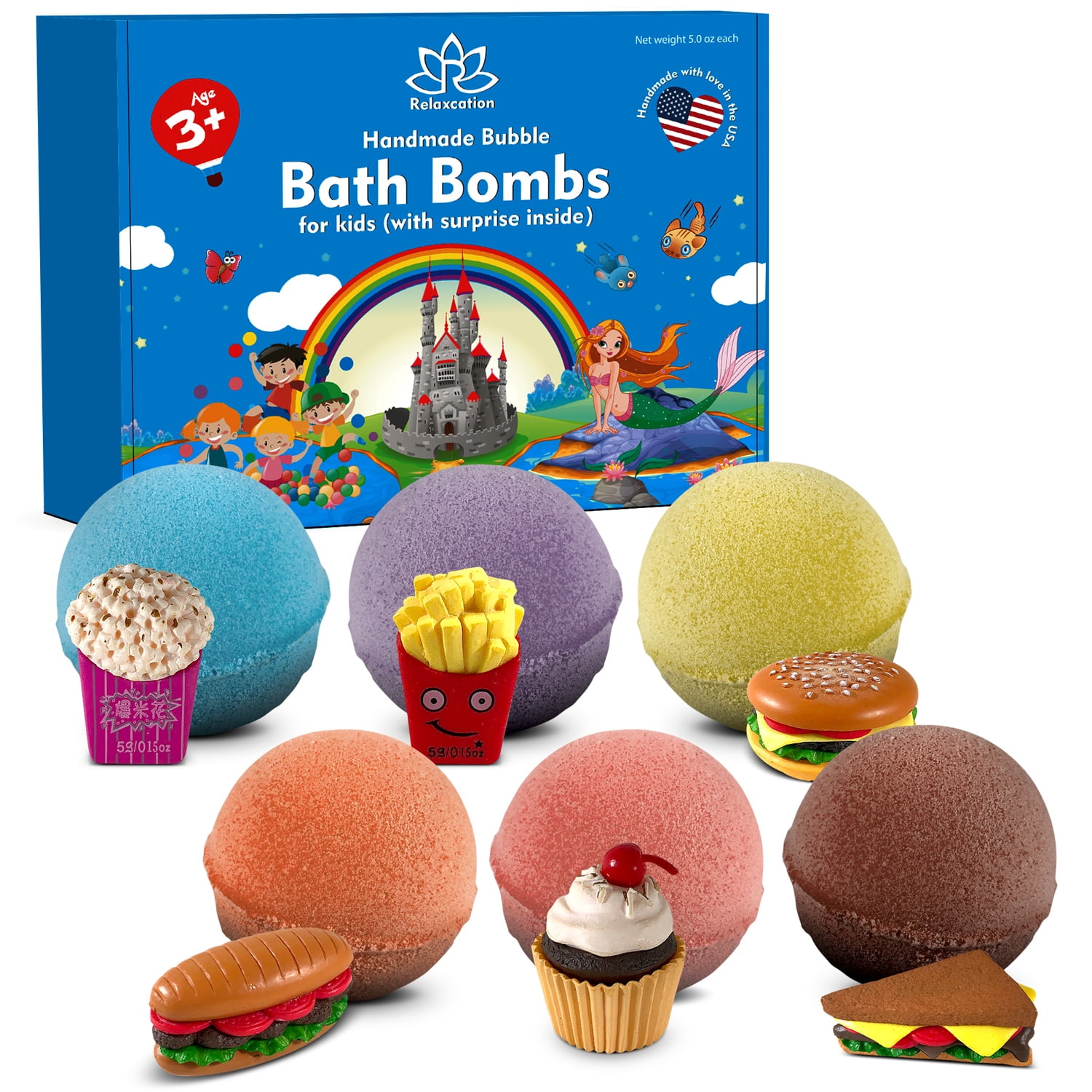 Bath Bombs For Kids with Surprise Inside Fast Food Toys - Natural and ...