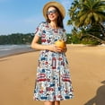 thumbnail image 3 of Ratiio London Symbols1 Print Women's Short Sleeve Dress - Casual A-Line Dress with Side Pockets, Elastic Waist, Comfortable and Breathable Summer Dress, 3 of 8