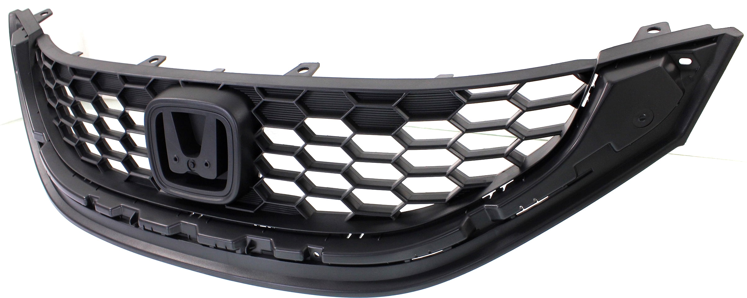 Grille Assembly Compatible With 2013-2015 Honda Civic Sedan Textured Black Shell and Insert CAPA Certified