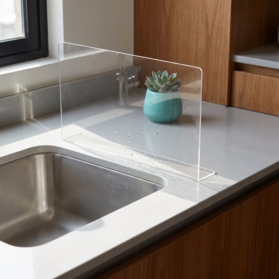 BESTYASH Transparent Acrylic Splash Guard for Kitchen Sink and Bathroom Water Protection