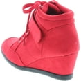 thumbnail image 3 of Forever Womens Peggy-51 Hot Fashion Lace Up Wedge Sneakers Casual shoes, Red, 7.5, 3 of 7