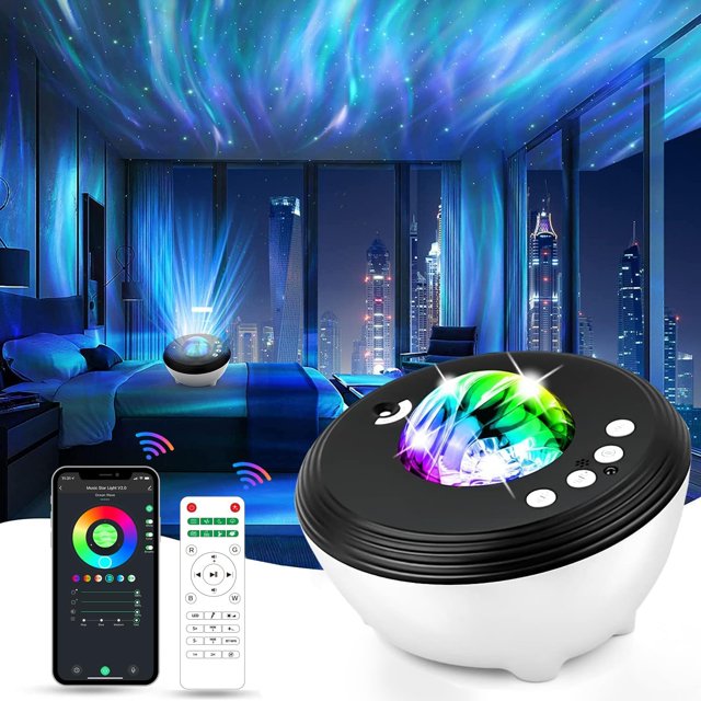 Smart WIFI Star Projector Works with Alexa Google Home, Syslux App Controlled 3 in 1 Star Night Light 360-Degree Rotating Starry Sky Light with Voice Control for Home Bedroom Decor for iOS and Android