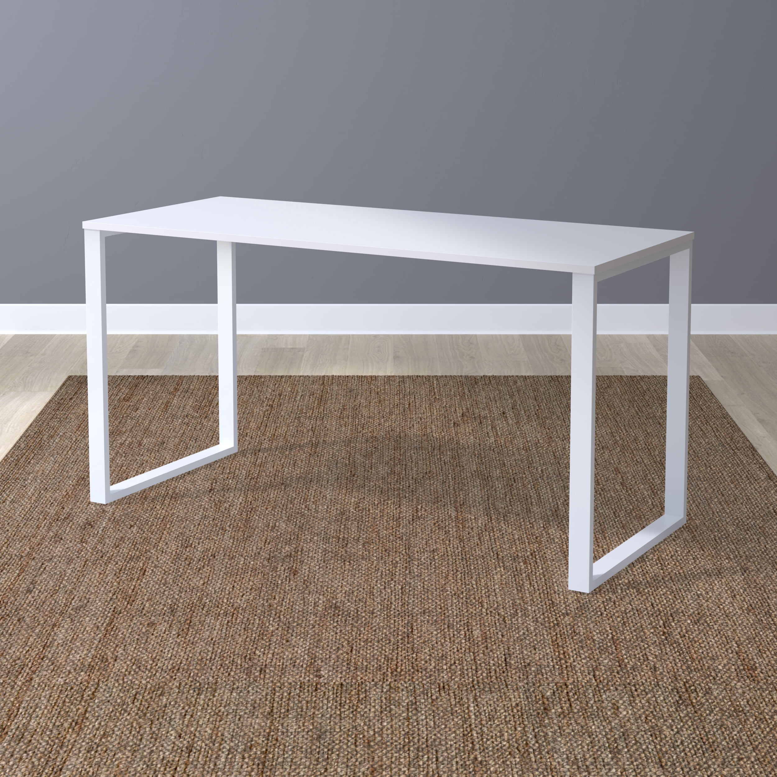 HON Basyx 55” Commercial-Grade Executive Desk, in White/White (BSX55MOLWWH)