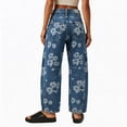 thumbnail image 6 of VBVC Women's Floral Paisley Print Barrel Jeans , High Waisted Denim Pants For Women,Ladies' Baggy Washed Trousers with Pockets,Dark Blue,S-2XL, 6 of 8