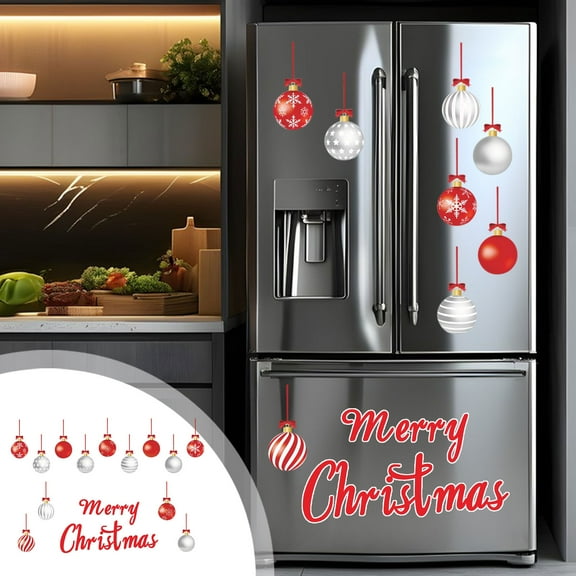 Meggemo 32 PCS Christmas Garage Door Magnet Decor Happy Holiday Balls Refrigerator Kitchen Decorative Magnets Fridge Magnets Home Party Decor