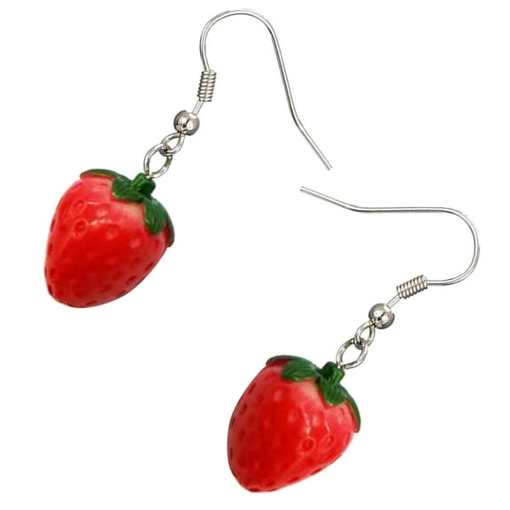 SIEYIO Strawberry Drop Dangle Earrings Charming Fruit Themed Ear Pendants Lovely Red Cubic Earwears Ornament for Daily Wear