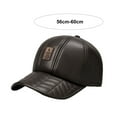 thumbnail image 5 of Pnellth Baseball Cap Fall Winter Peaked Hat Faux Leather Windproof Thickened Plush Solid Color Dome Soft Warm Long Brim Anti-slip Mid-aged Men Baseball Cap, 5 of 8