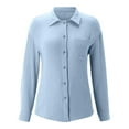 thumbnail image 5 of Fall Shirts for Women 2025 Solid Color Button Down Lapel Lightweight Business Casual Tops Long Sleeve Shirts for Women, 5 of 6