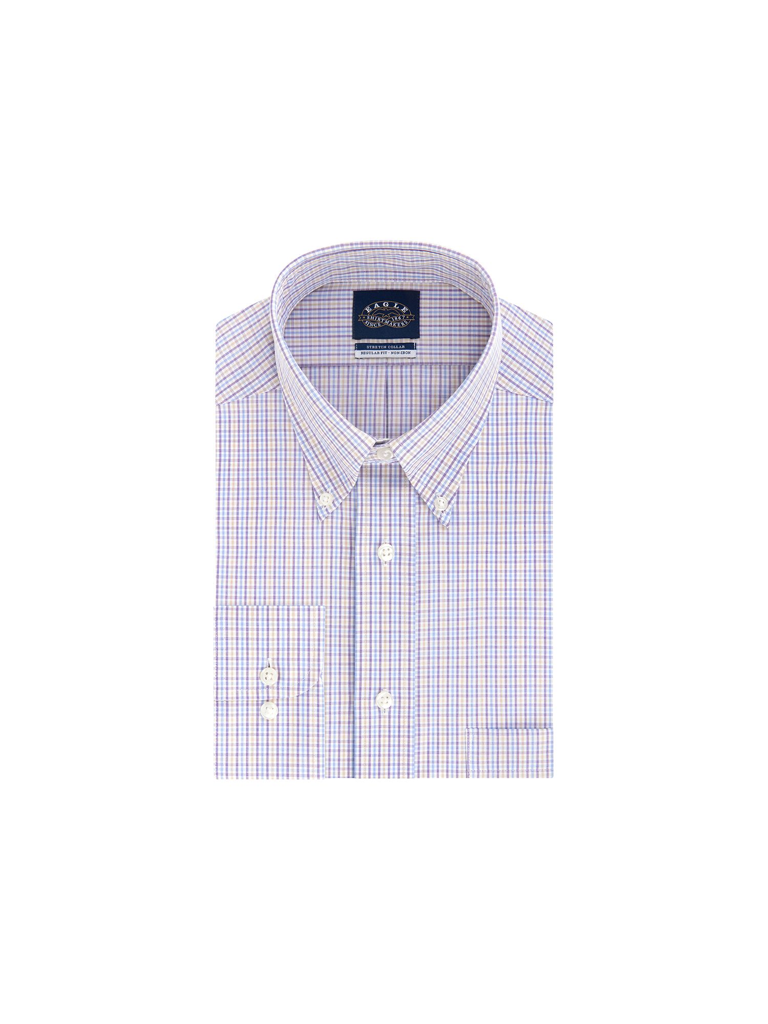 EAGLE Mens Purple Check Collared Work 