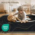 thumbnail image 4 of ODIKA 5'x7' Washable Area Rug Veined Gilded Border Streaks Flow Symmetrical Abstract Swirl Refined Structured for Small Living Room, Bedroom, Easy Care, Non-Shedding, Pet Friendly, 4 of 7