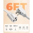 thumbnail image 2 of Cable de extensión DEWENWILS Heavy Duty, 6 pies, 15 A/1875 W 14/3 SPT-3, 2 of 7