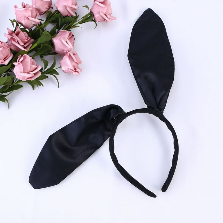 Raindrops 1Set Black Polyester Satin Bunny Ears for Women Cosplay and Masquerade Ball