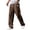 Brown, variant on Mens Cotton Linen Pants, Summer Casual Hemp Fabric Embroidered Logo Loose Comfort Trousers Drawstring Pockets Golf Pants M