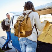 TimberWolf Vintage Daypack Backpack w/ Waxed Canvas, Laptop Compartment, Water-Resistant Lining, Leather Trim, Adjustable Straps & Front Zipper Pocket – The Daypack