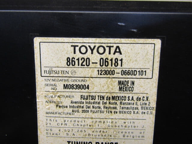 Pre-Owned 2007-2009 Toyota Camry AM FM CD Radio Receiver OEM LKQ - Verify Specific Vehicle Fitment In Description - (Good)