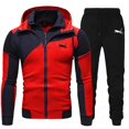 thumbnail image 2 of Sudadera con capucha de alta calidad para hombre, traje deportivo con doble cremallera, ropa deportiva con bloqueo de color, chaqueta informal de moda para exteriores, Otoño e Invierno, 2 of 5