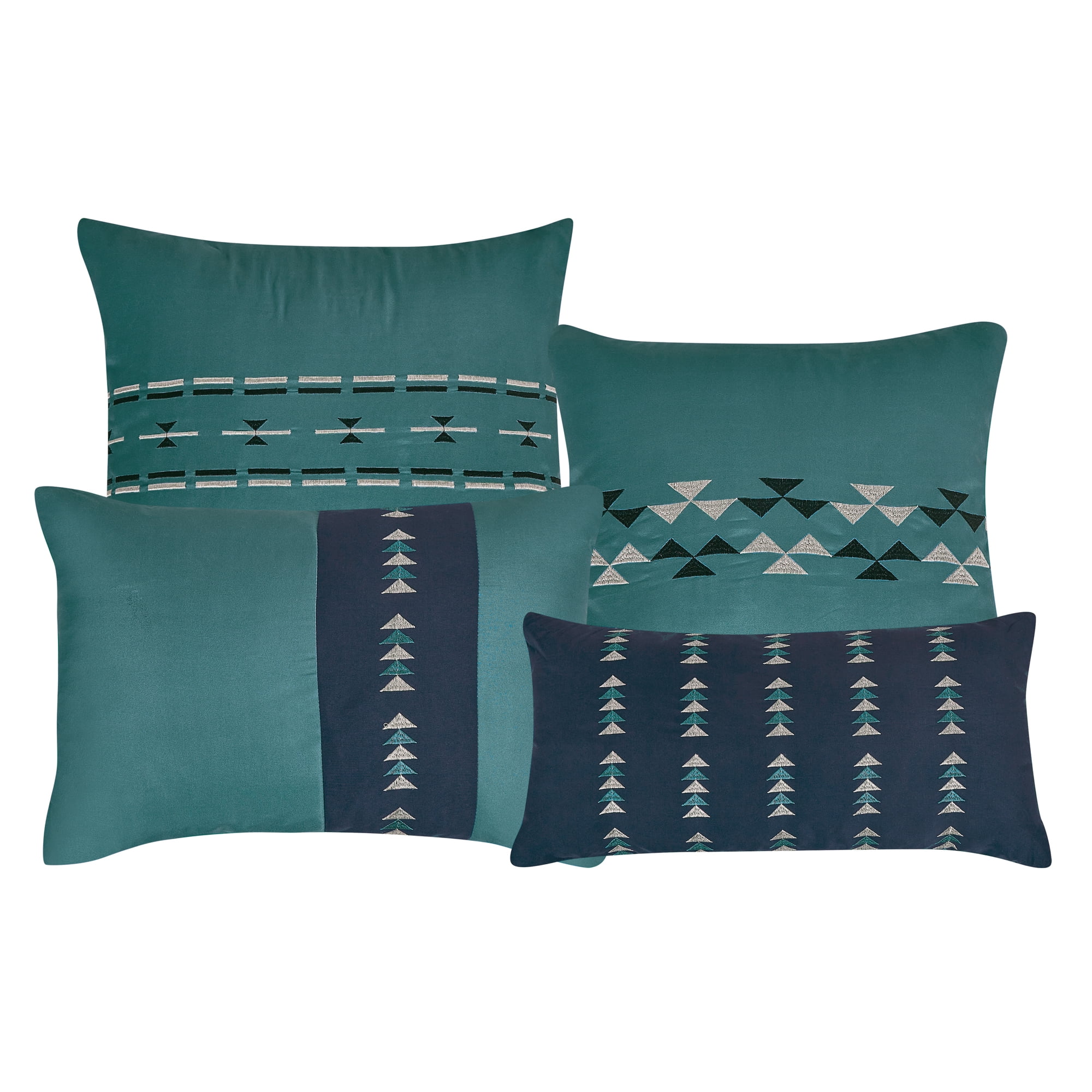 EvJk 7-Piece Luxury Comforter Set, Artisan Embroidery Detailing, Queen
