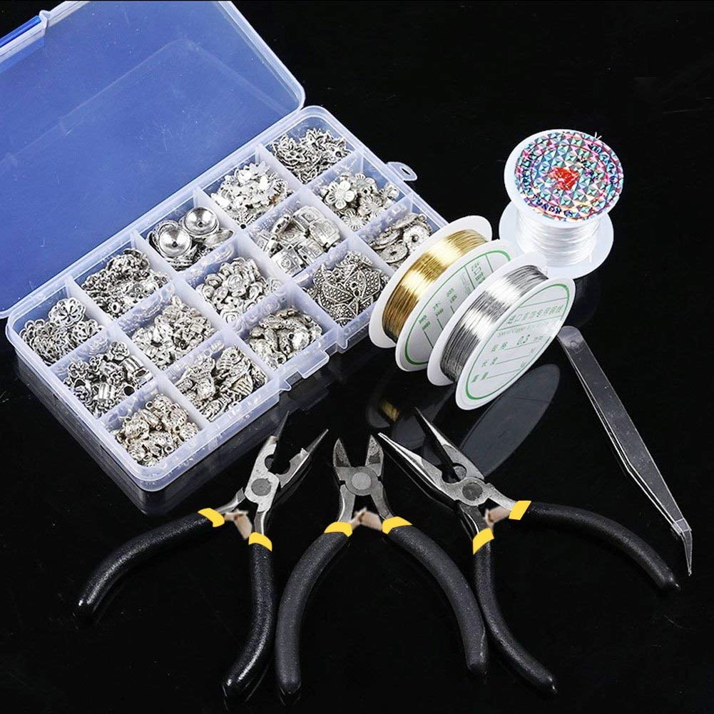 8PCs Mini Pliers Set, Long Nose with Teeth, Flat Jaw, Round Curve Needle Diagonal Wire End Cutting Cutter Linesman Plier Black Grips & Protective Pouch