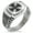 Silver, variant on Stainless Steel Pattee Iron Cross Circlet CZ Ribbed Needle Stripe Pattern Biker Style Polished Ring