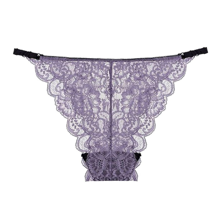 HUPOM Black Panties For Women Underwear High Waist Leisure Tie Seamless  Waistband Purple L 