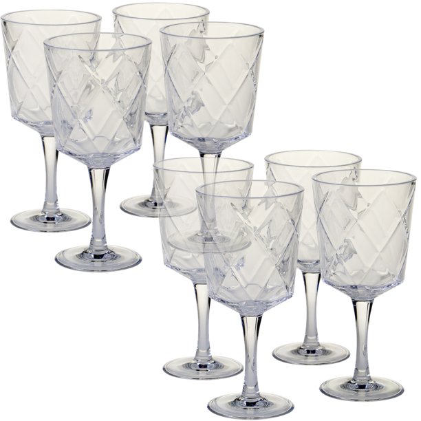 Clear Set/8 Acrylic All Purpose Goblet 13 oz. (155 Grams)