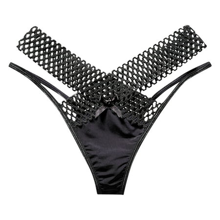 QYZEU Plus Size Underwear for Women Sexy Lace Mid V Waist Bikini Panties G String Thong Stretch Brief Thong Comfy Breathable Panties Soft Lightweight Underwear Black One Size